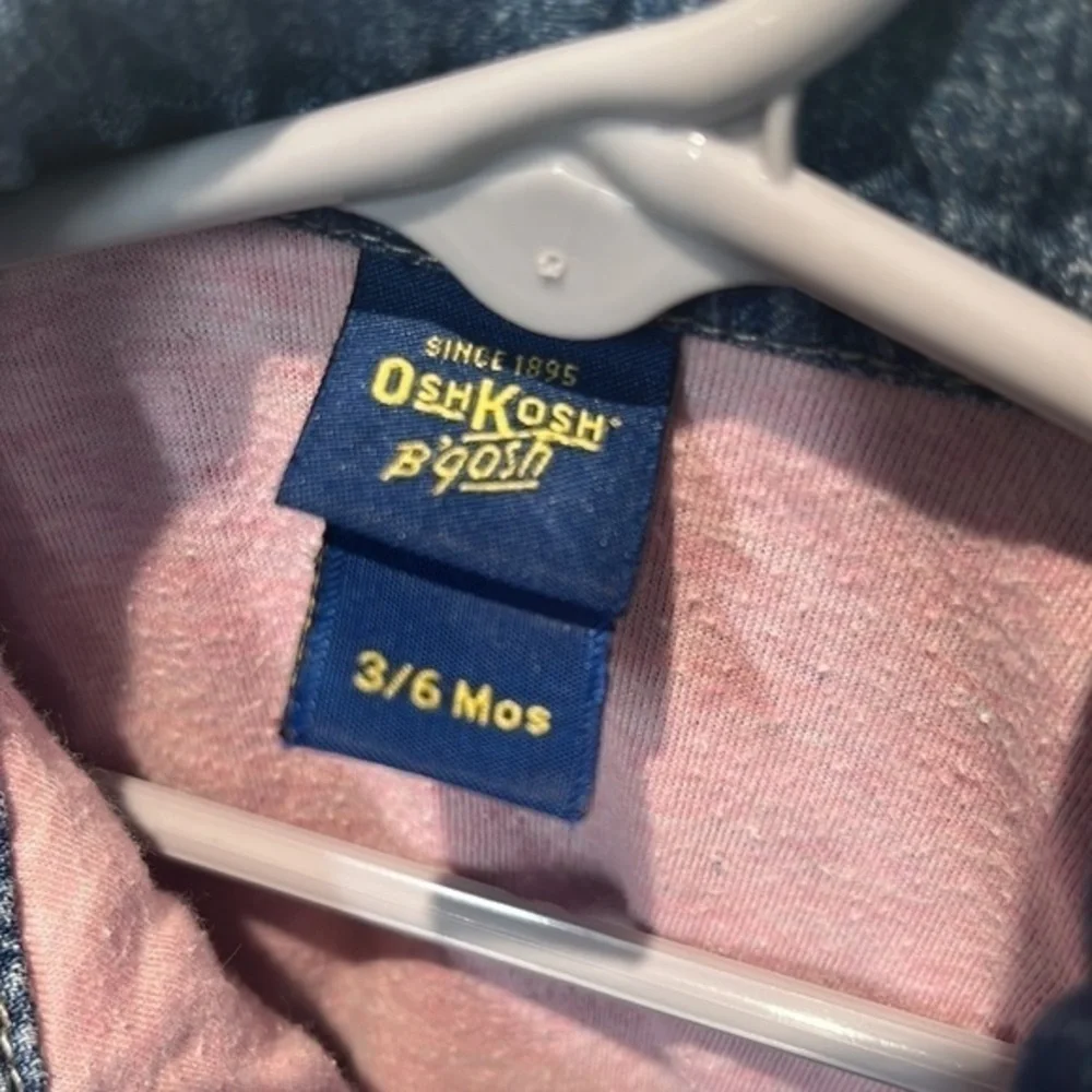 OshKosh‎ denim jean lined jacket embroidered flowers, size 3-6 months